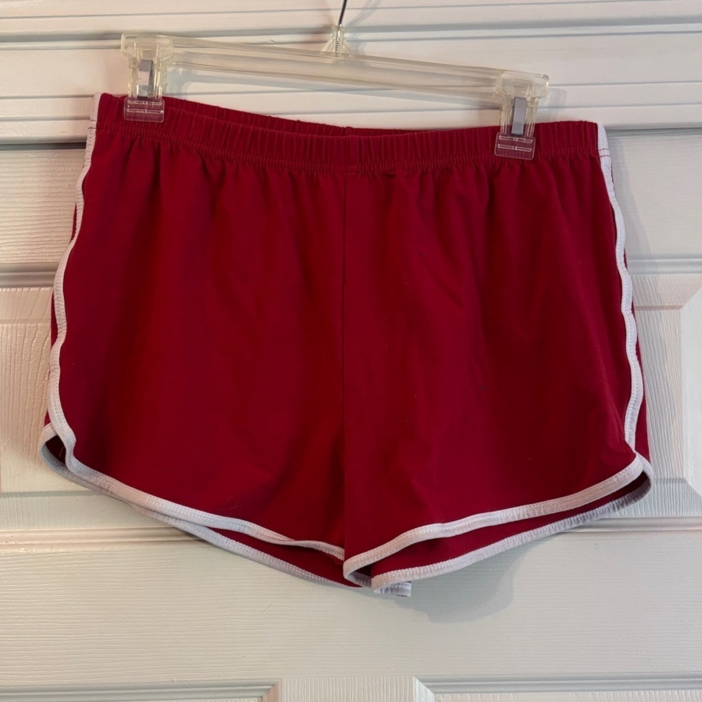 Women’s Athletic Running Shorts in Red with White Trim